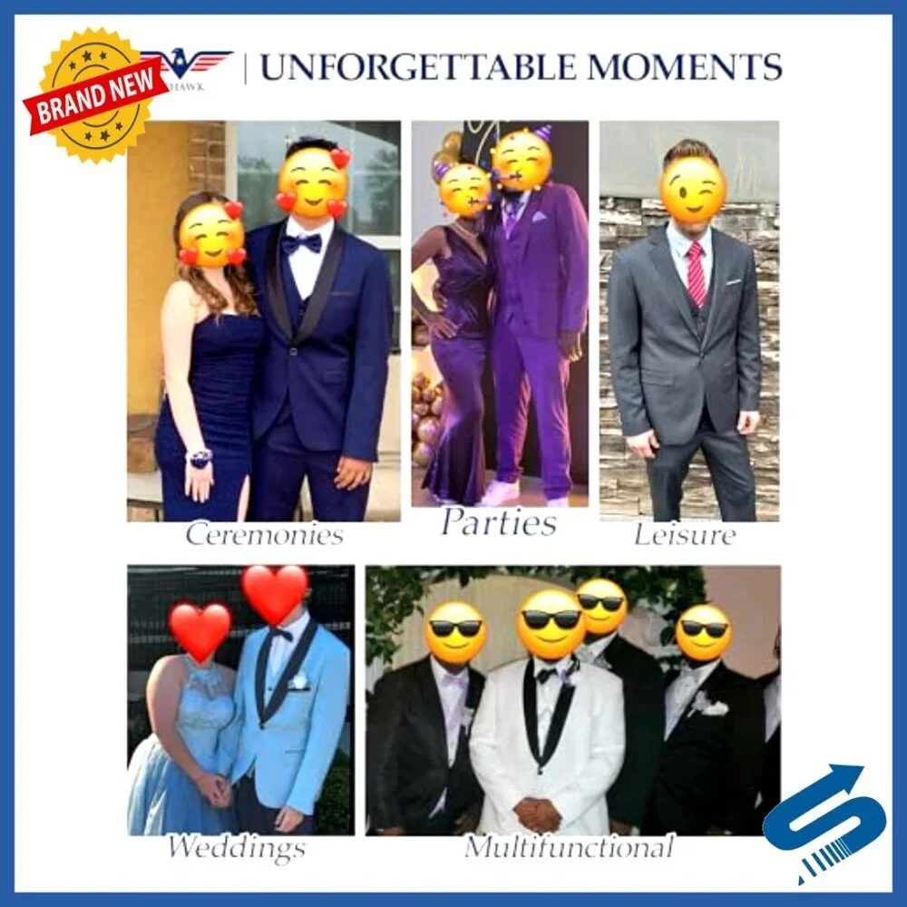 Slim Fit Men's Suit Set with Tie, Business Wedding Prom Party